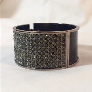 Swarovski Style Wide Cuff Clapper Bangle